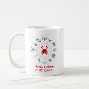 Mug Cancer personnalisé Cadeau d'anniversaire Zodiac