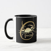 Mug Cancer ♋ signe d'anniversaire Zodiac / Noir et or (Gauche)