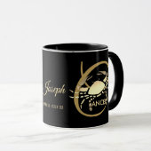Mug Cancer ♋ signe d'anniversaire Zodiac / Noir et or (Devant droit)