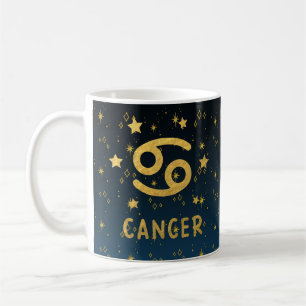 Mug Cancer Zodiac Bleu et or Astrologie Musique