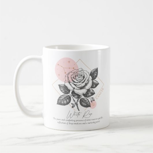 Mug Cancer zodiaque fleur de naissance mois anniversai (Gauche)