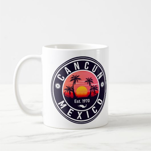 Mug Cancun Mexique Palm Tree Vintage voyage Souvenir (Gauche)
