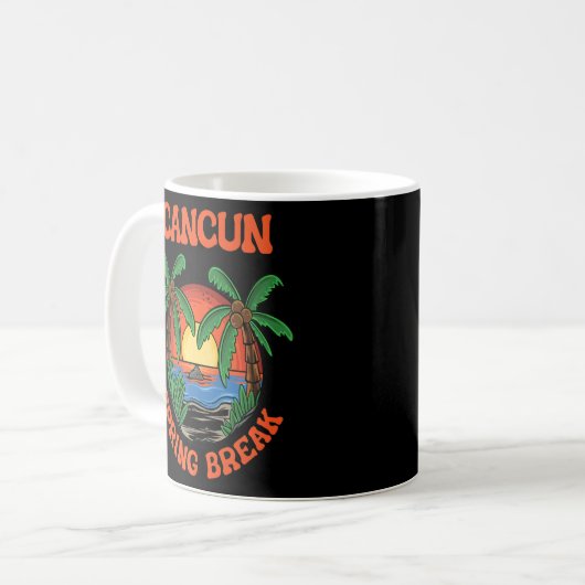 Mug Cancun Spring Break School Vacances Beach Trip Col (Devant gauche)