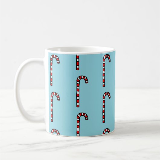 Mug Candy Canes on Blue Background (Gauche)