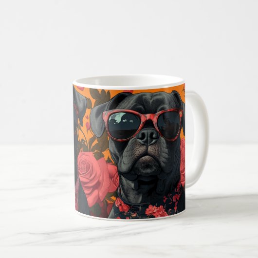 Mug Cane Corso avec des roses du cœur pour la Saint-Va (Devant droit)