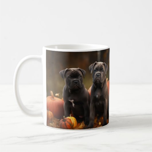 Mug Cane Corso Chiot Automne Citrouille de plaisir (Gauche)