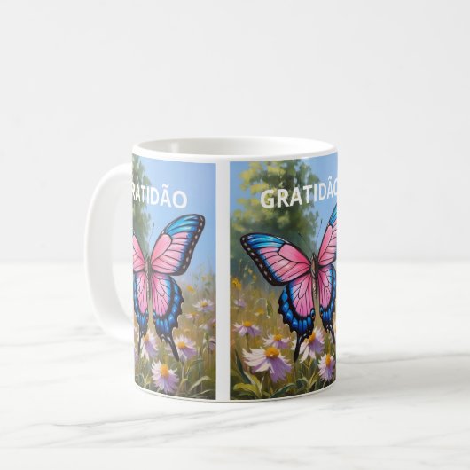 Mug Caneca branca clássica Borboleta (Devant gauche)