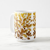 MUG CANECA BRANCA CLÁSSICA - FOLHINHAS/TOM OURO (Devant gauche)