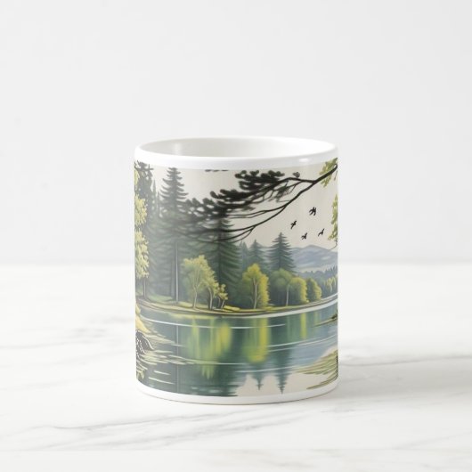 Mug Caneca com ilustração de lago e floresta (Centre)