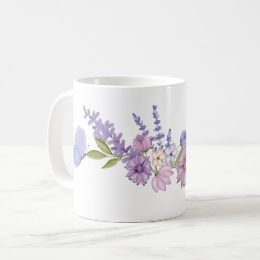 Mug Caneca Flores e Borboletas (Devant gauche)