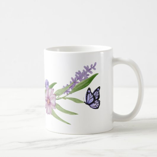 Mug Caneca Flores e Borboletas (Droite)