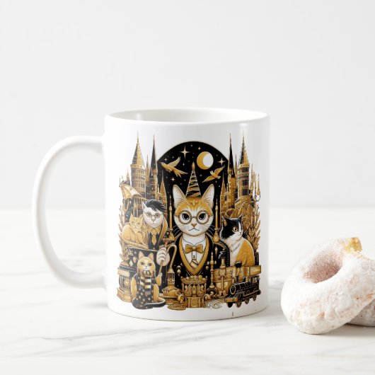 Mug Caneca Gatos Hogwarts (Avec donut)