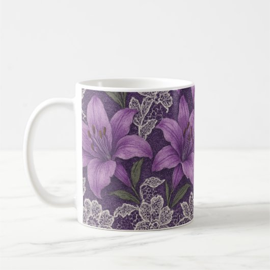 Mug Caneca lírios e renda design (Gauche)