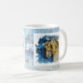 Mug Caneca pintura "Cavalo" com fundo em manchas azuis (Devant droit)