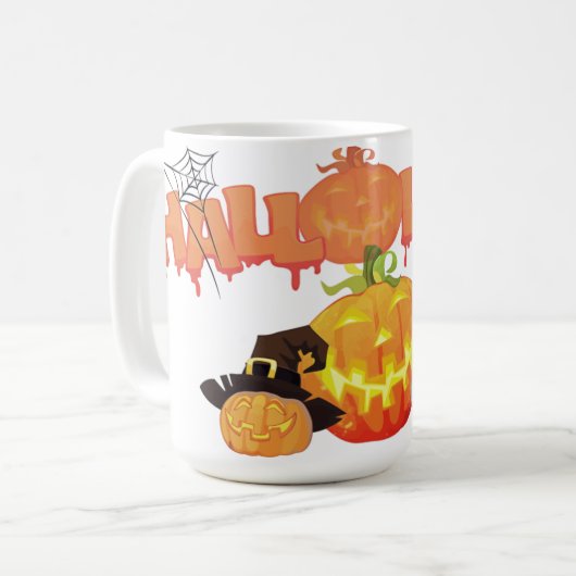 Mug Canette à café orange à deux tons Helloween (Devant gauche)