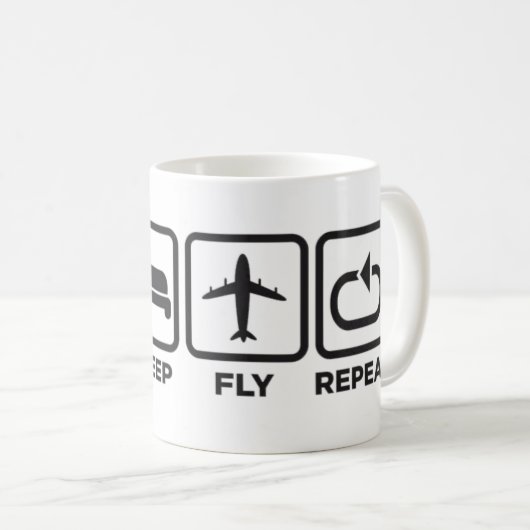 Mug Canette | EAT, SLEEP, FLY, REPEAT (Devant droit)