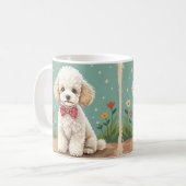 Mug Caniche blanc adorable avec noeud papillon (Devant gauche)