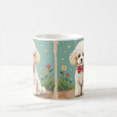 Mug Caniche blanc adorable avec noeud papillon (Centre)