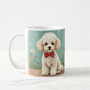 Mug Caniche blanc adorable avec noeud papillon