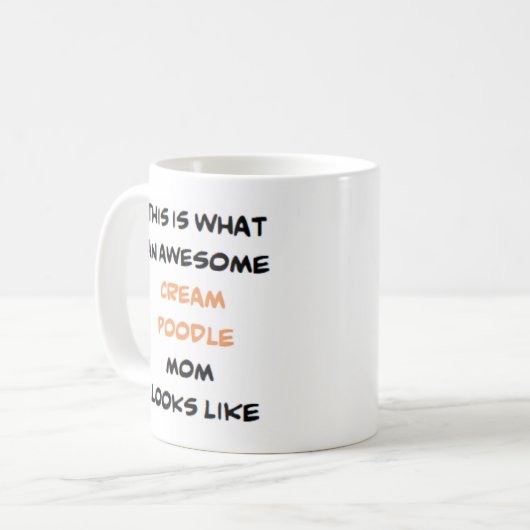 Mug caniche, crème, maman, génial (Devant gauche)