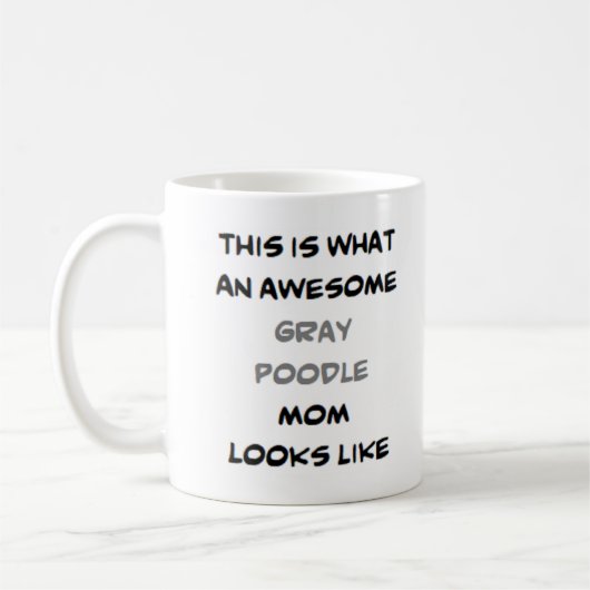 Mug caniche, gris, maman, génial (Gauche)
