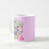 Mug caniche mignon avec téléphone rose (Devant gauche)