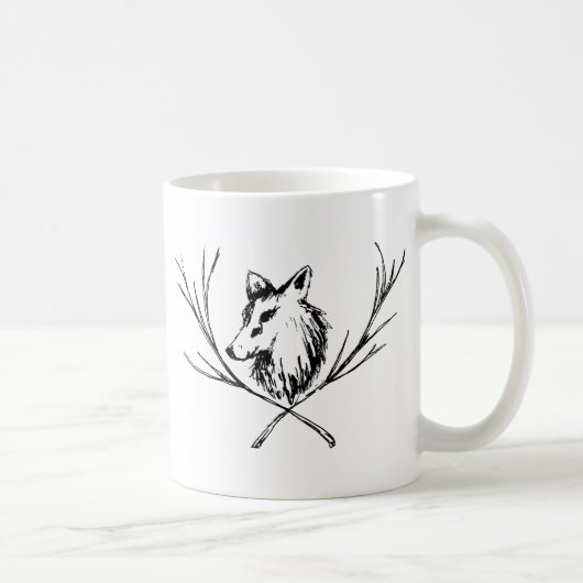 Mug Canine avec branches Noir et Blanc (Droite)