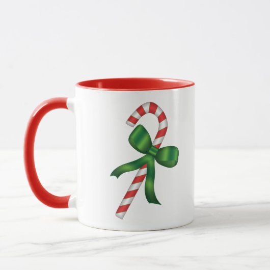 Mug Canne à sucre de Noël avec ruban vert  (Gauche)