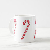 Mug Canne de bonbon rayures rouges et blanches sur fon (Devant gauche)