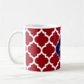 Mug Canneberge Blanc Marocain #5 Bleu Nuit Monogramme (Gauche)