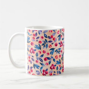 Mug Canneberges et feuilles, aquarelle rouge frérie sa