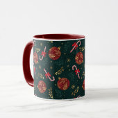 Mug Canneberges Flocons Rouge Boules de Noël Vertes (Devant gauche)