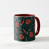 Mug Canneberges Flocons Rouge Boules de Noël Vertes (Devant droit)
