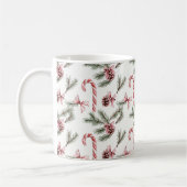 Mug Canneberges rouges blanches Cônes de pin Noël (Gauche)