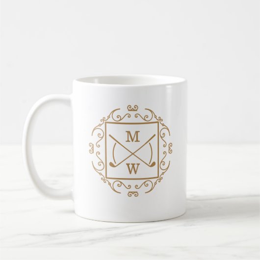 Mug Cannes de golf élégantes monogramme (Gauche)