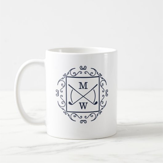 Mug Cannes de golf élégantes monogramme (Gauche)