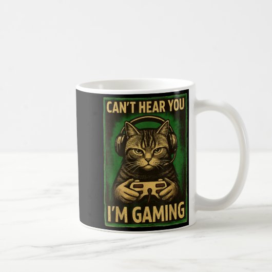 Mug Can't Hear You I'm Gaming Funny Gamer Cat Playing  (Droite)