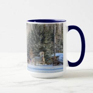 Mug Cantonnement, Chevaux de course en hiver Photo nei