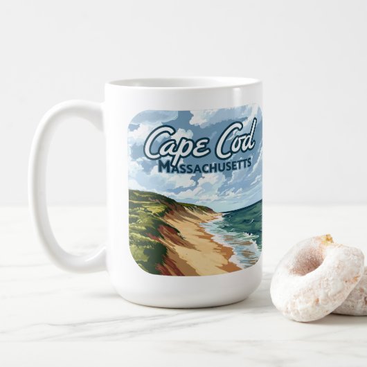 Mug Cape Cod Beach Mer Massachusetts Bleu (Avec donut)
