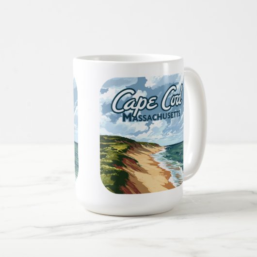 Mug Cape Cod Beach Mer Massachusetts Bleu (Devant droit)