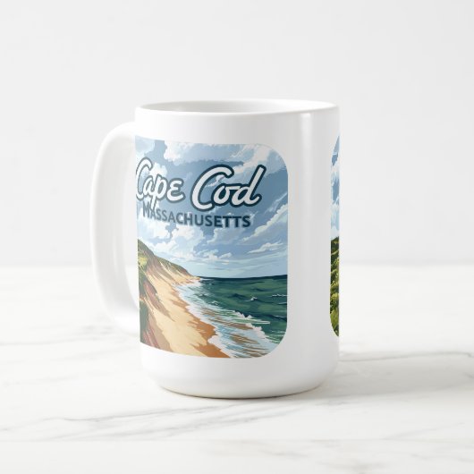 Mug Cape Cod Beach Mer Massachusetts Bleu (Devant gauche)
