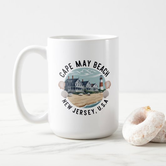 Mug Cape May Beach Retro Vignette (Avec donut)