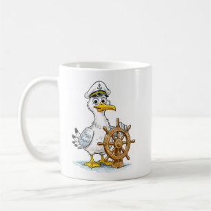 Mug Capitaine de bateau de bande dessinée mouette