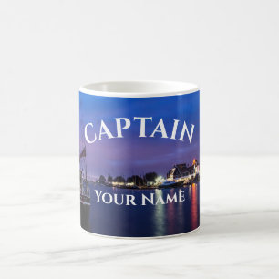 Mug Capitaine de bateau sur l'arrière - plan du port é