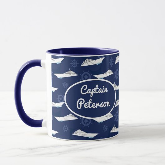 Mug Capitaine du navire, bateau de croisière personnal (Gauche)