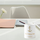 Mug Capitaine du nom du bateau de l'ancre en or blanc