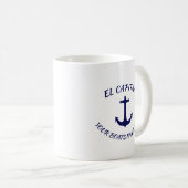Mug Capitaine El Capitan Ancre bleue avec nom de batea (Devant droit)