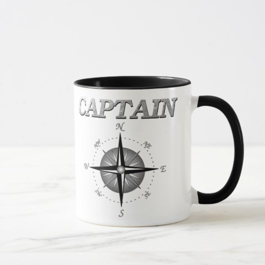 Mug Capitaine gris avec le rose de boussole (Droite)