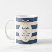 Mug Capitaine Naútico De Mon Cœur Nom De Script Ancre (Gauche)