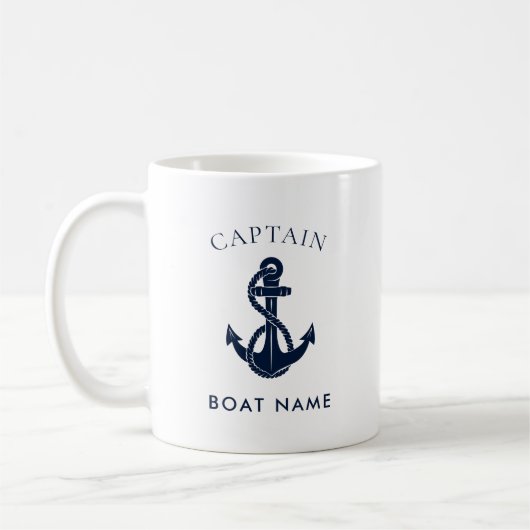 Mug Capitaine nautique personnalisé Ancre de bateau Ma (Gauche)